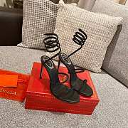 RENE Cleo embellished black leather sandals - 1