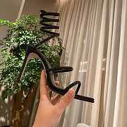 RENE Cleo embellished black leather sandals - 6