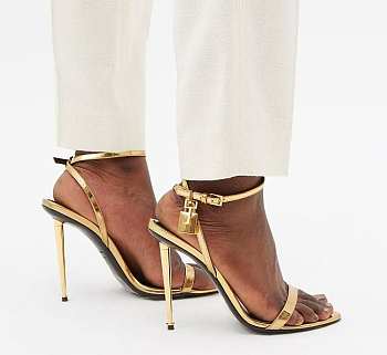 Tom Ford metallic patent leather padlock heels