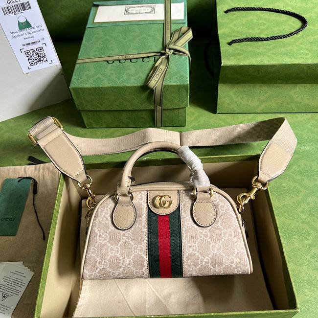 Gucci Ophidia GG mini top handle beige duffle bag - 1
