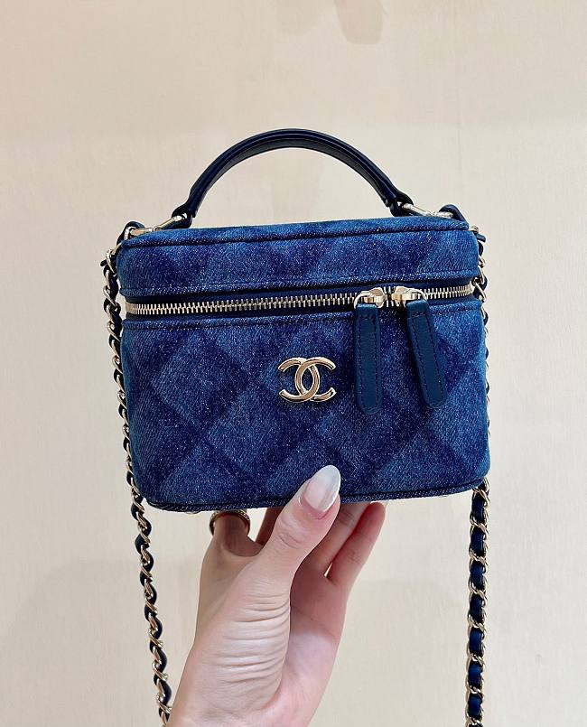Chanel denim vanity comestic bag - 1