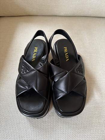 Prada black leather sandals