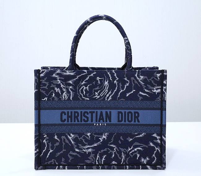 Dior Book Tote Blue Dior Roses Embroidery 36cm Bag - 1