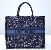 Dior Book Tote Blue Dior Roses Embroidery 41cm Bag - 1