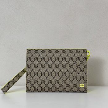 Gucci Bi-color small pouch in beige and ebony Supreme - 26X18X6cm