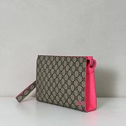 	 Gucci Bi-color small pouch in beige and ebony Supreme pink - 26X18X6cm - 6