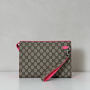	 Gucci Bi-color small pouch in beige and ebony Supreme pink - 26X18X6cm - 5
