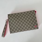 	 Gucci Bi-color small pouch in beige and ebony Supreme pink - 26X18X6cm - 2
