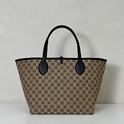 	 Gucci Totissima small reversible tote bag in black leather - 30x27x23cm - 3