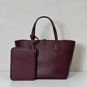 	 Gucci Totissima small reversible tote bag in burgundy leather - 30x27x23cm