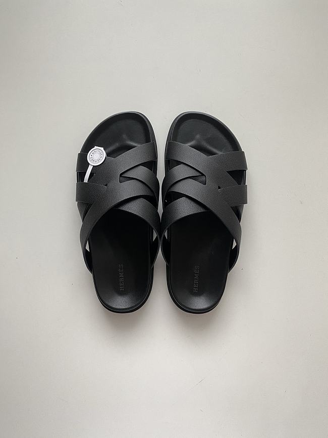 Hermes Black Slides - 1