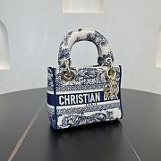 	 Dior Lady D-Lite Small Blue&White Bag -17*15*7cm - 3