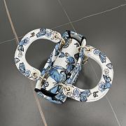 	 Dior Lady D-Lite Butterfly Small Blue&White Bag -17*15*7cm - 4