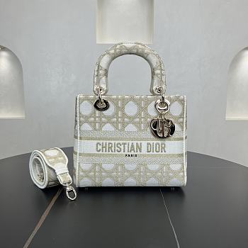 Dior Medium Lady Dior Gold&White - 24*20*11cm