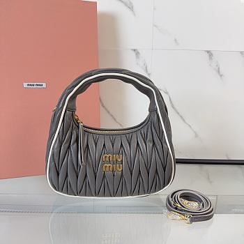 Miu Miu Marble Gray / White Wander Matelassé Nappa Leather Bag - 23X13X7cm