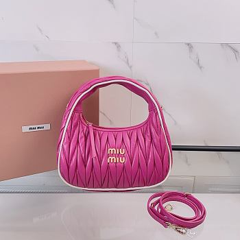	 Miu Miu Pink / White Wander Matelassé Nappa Leather Bag - 23X13X7cm