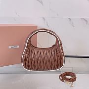 	 Miu Miu Brown / White Wander Matelassé Nappa Leather Bag - 23X13X7cm - 6