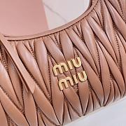 	 Miu Miu Brown / White Wander Matelassé Nappa Leather Bag - 23X13X7cm - 4