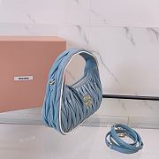 	 Miu Miu Blue / White Wander Matelassé Nappa Leather Bag - 23X13X7cm - 2