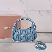 	 Miu Miu Blue / White Wander Matelassé Nappa Leather Bag - 23X13X7cm - 3