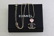 Chanel CC Pink Heart Pendant Necklace - 1