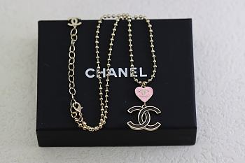 Chanel CC Pink Heart Pendant Necklace