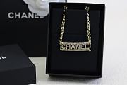 CHANEL Metal Crystal Logo Choker Necklace Gold  - 2