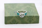 Gucci Sterling Silver & Enamel Interlocking G Ring - 4