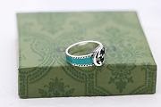 Gucci Sterling Silver & Enamel Interlocking G Ring - 3