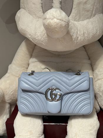 	 Gucci GG Marmont medium shoulder bag in bright blue leather - 26x 15x 7cm