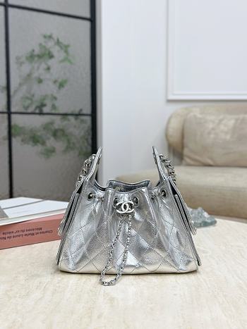 Chanel 25 Bag In Silver -  30 x 26 x 14cm