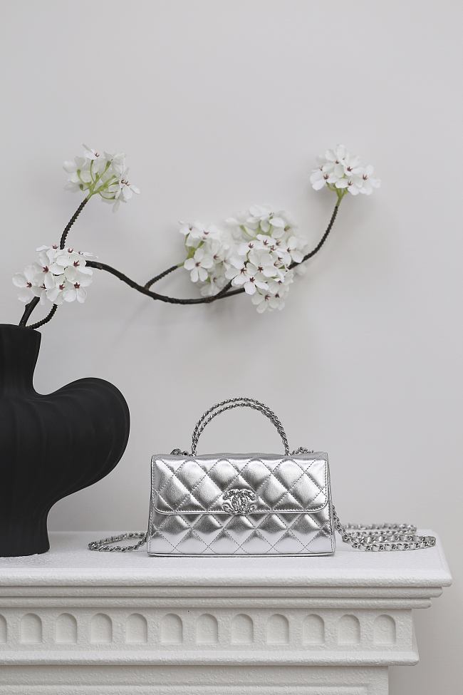 Chanel Flap Bag in silver With handle - 18*22*19cm - 1