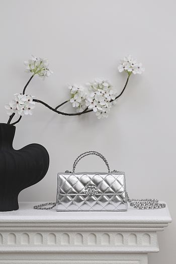 Chanel Flap Bag in silver With handle - 18*22*19cm