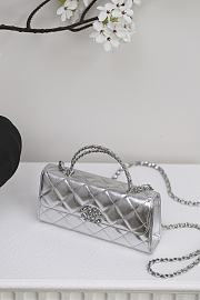 Chanel Flap Bag in silver With handle - 18*22*19cm - 3