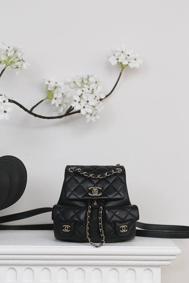 Chanel Duma Black Caviar Backpack - 17.5*16.5*19.5cm - 1