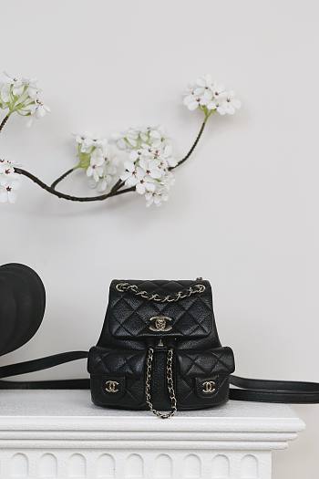 Chanel Duma Black Caviar Backpack - 17.5*16.5*19.5cm