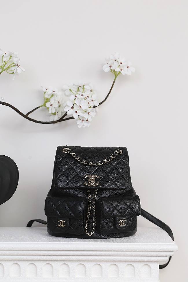 	 Chanel Duma Black Caviar Backpack 30cm - 1