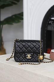 Chanel Square Classic Flap Bag In Black Lambskin - 17cm - 1