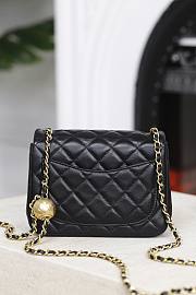 Chanel Square Classic Flap Bag In Black Lambskin - 17cm - 6