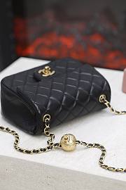 Chanel Square Classic Flap Bag In Black Lambskin - 17cm - 4