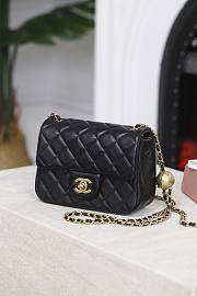 Chanel Square Classic Flap Bag In Black Lambskin - 17cm - 3