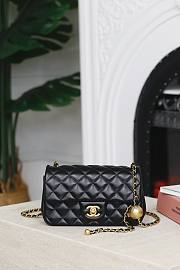 	 Chanel Rectangular Classic Flap Bag In Black Lambskin - 1