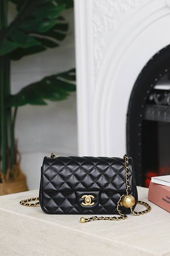 	 Chanel Rectangular Classic Flap Bag In Black Lambskin