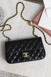 	 Chanel Rectangular Classic Flap Bag In Black Lambskin - 2