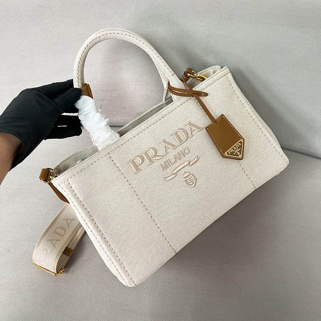 Prada Natural Jardinière linen blend bag 33/20/18cm - 1