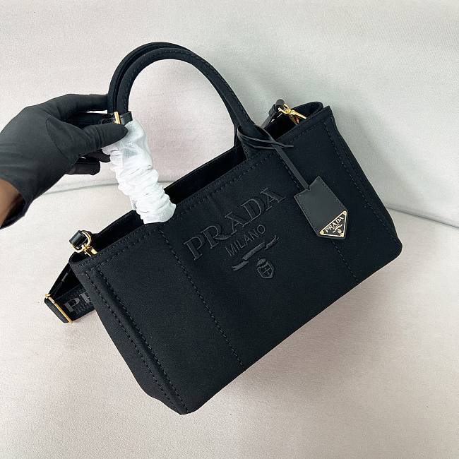 	 Prada Natural Jardinière linen blend black bag 33/20/18cm - 1