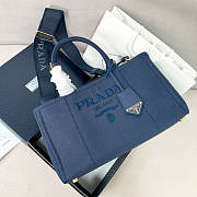 	 Prada Natural Jardinière linen blend blue bag 33/20/18cm - 4