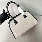	 Prada Wicker And Linen Blend Tote Bag in Natural Black - 35*22.5*13cm - 3