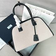 	 Prada Wicker And Linen Blend Tote Bag in Natural Black - 35*22.5*13cm - 2