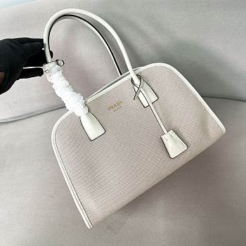 	 Prada Wicker And Linen Blend Tote Bag in Natural White - 35*22.5*13cm